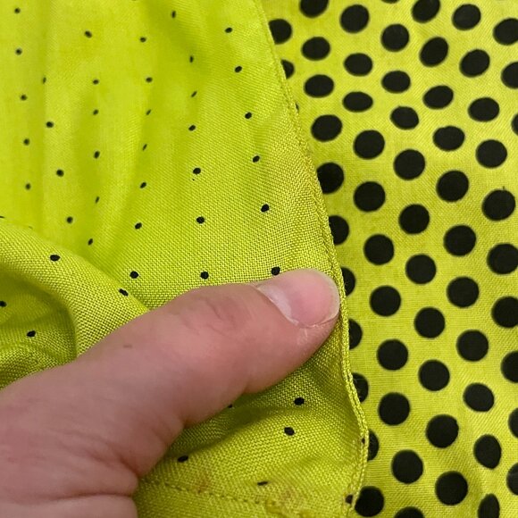Vintage 1980s 90s Polka Dot Funky Rayon Lime Green Brat Summer Button Up Blouse - Picture 9 of 16